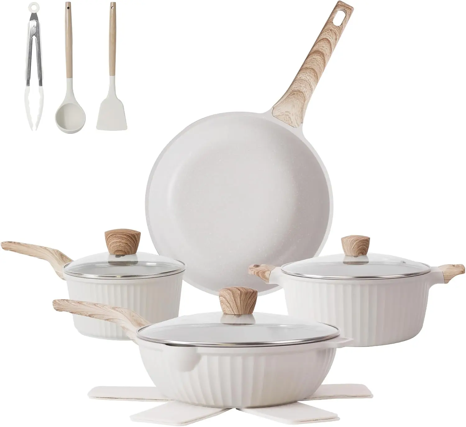 

Набор кастрюль и сковородок с антипригарным покрытием, 13 предметов, кухонный набор посуды из гранитного камня, индукционная посуда с антипригарным покрытием, набор для приготовления пищи с функцией жарки.