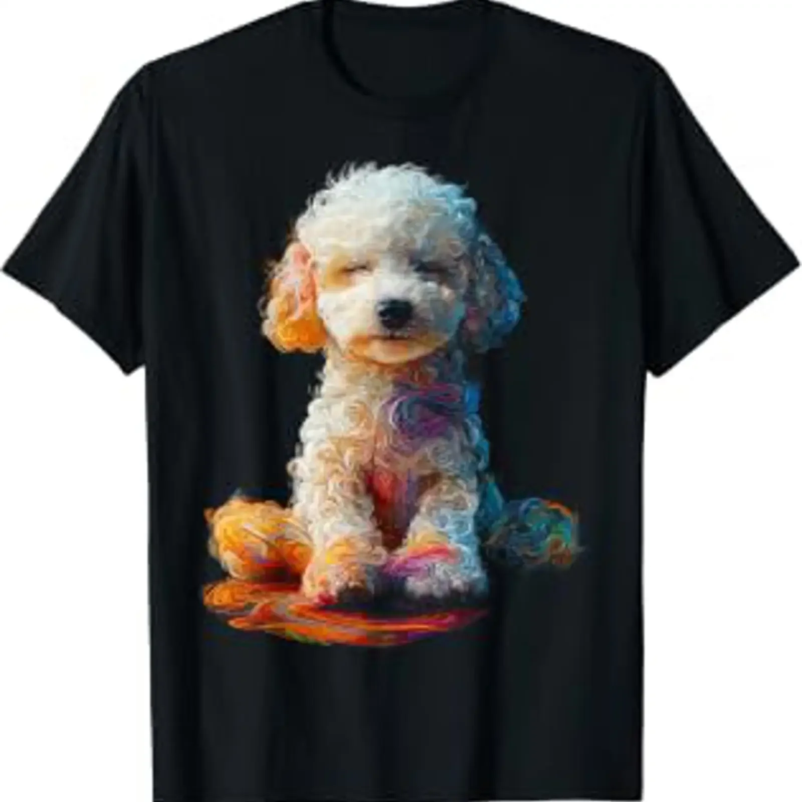 Camiseta Bichon Frisé Perro Ojos Azules Frisé, vintage, lavada, elástica, ropa de diseñador, suave, versátil, moda casual.