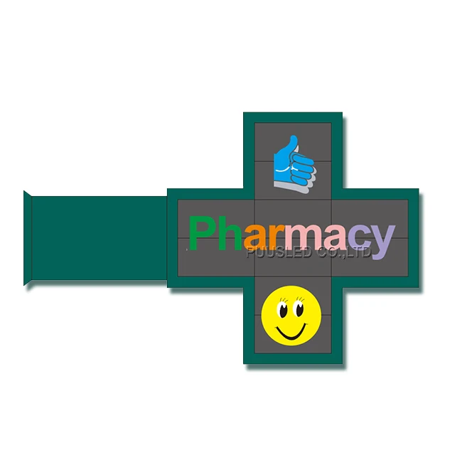 Outdoor Advertising P10 Rgb Module Led Cross Pharmacy Display Led Advertising Screen Double Sided Led Cross Display for Pharmacy