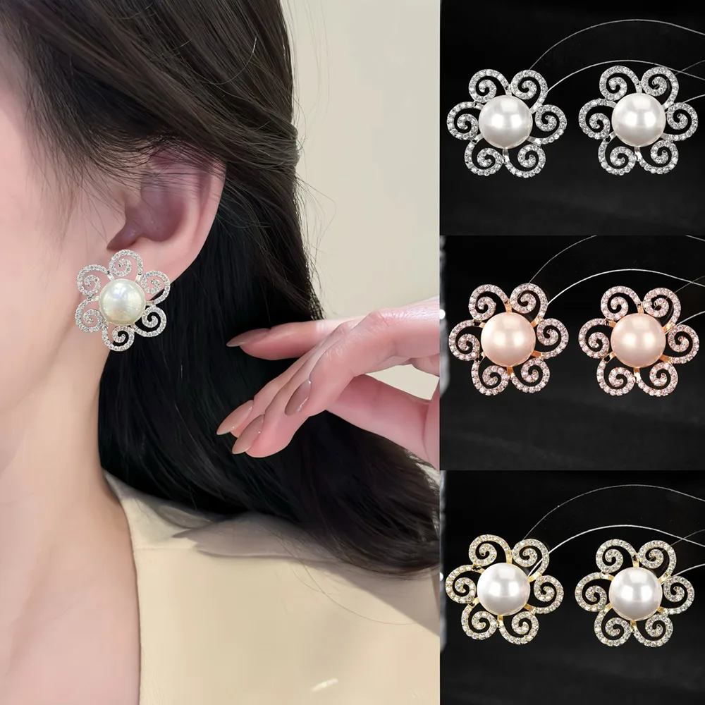 

Missvikki Sweet Romantic Skeleton Pearl Earrings For Women Wedding Party Shiny Full CZ Earrings Fashion Jewelry High Quality