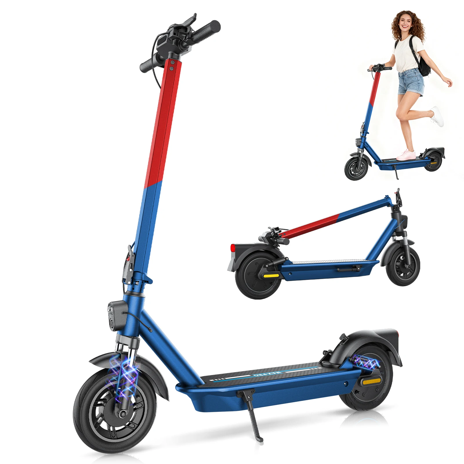 500W Adult Electric Scooter, 25 MPH Top Speed, 28 Miles Range 36V 15Ah Battery, 15% Hill Climb, 265 Lbs Max Load, Dual Suspension, EABS & Drum Dual Brakes, One Step Folding Commuter E Scooter with APP & LCD Display
