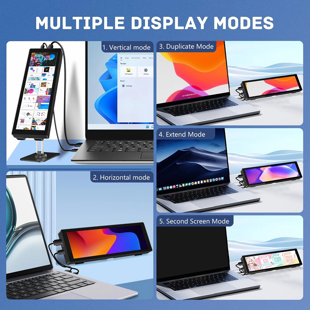 شاشة محمولة بشريط طويل 7.8 بوصة 1280 × 400 شاشة IPS HDMI شاشة كمبيوتر محمول للكمبيوتر الشخصي Raspberry pi 4 3 B Aida64