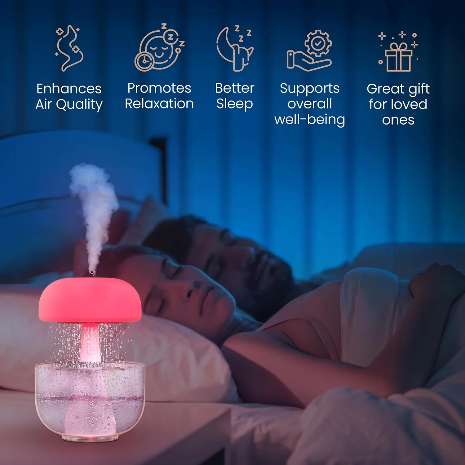 1pc, Rain Cloud Humidifier Drip Oil Humidifier And Night Light, Splashless Mushroom Humidifier Timing  Colorful Light, For New Y