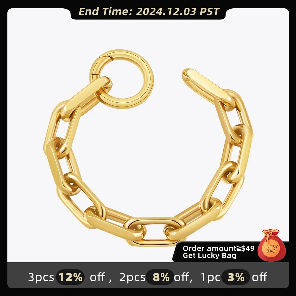 ENFASHION Pulseras Chunky Chain Bracelet For Women's Stainless Steel Fashion 18k Plated Gold Fashion Trendy Jewelry Party B2443