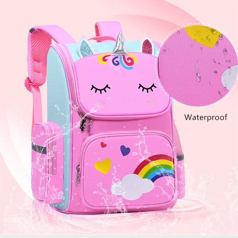Pink Purple Rainbow Schoolbag Cute Cartoon Kids School Bags for Girls Primary School Backpack Student Book Bag Children's Gift