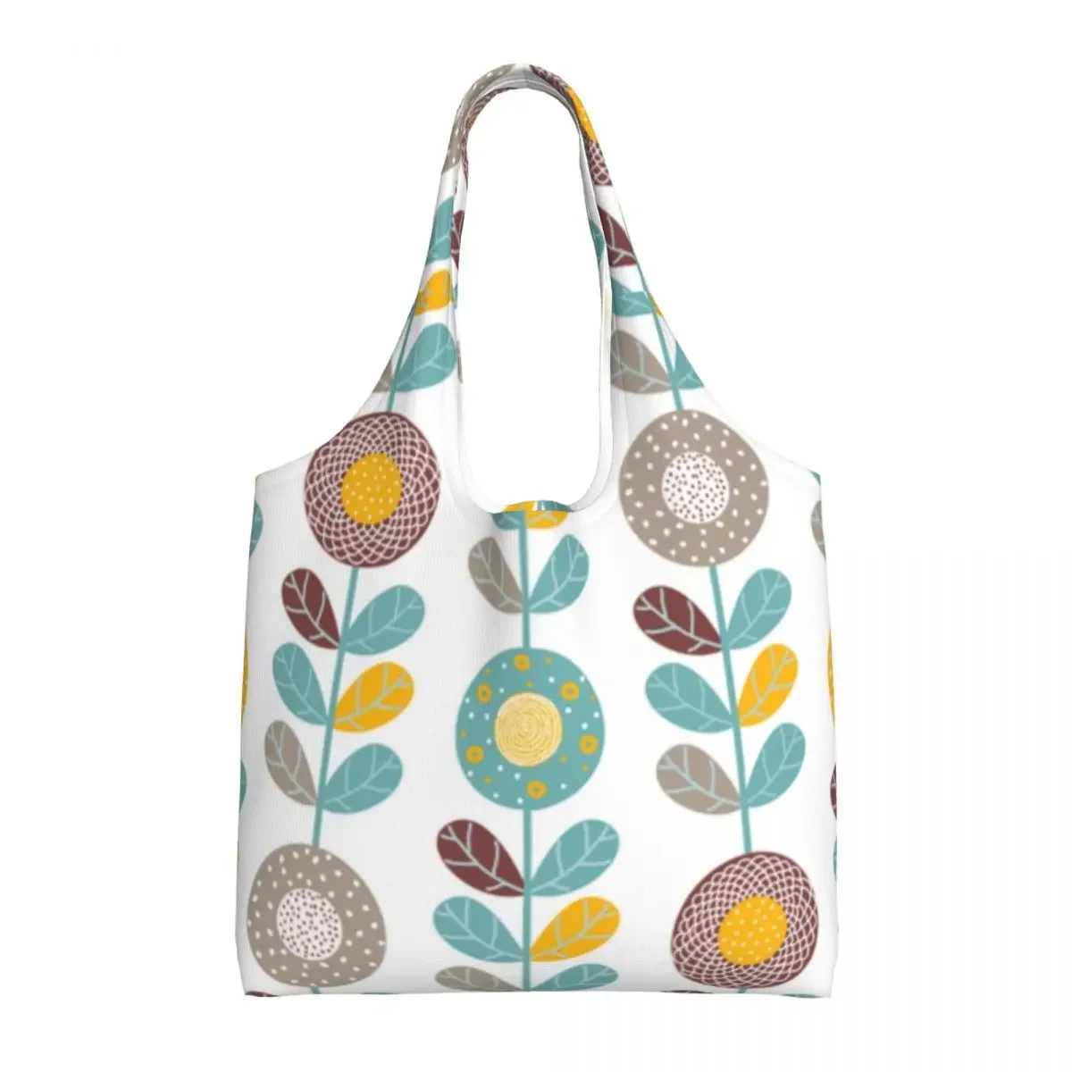 

Custom Orla Kiely Flowers Groceries Shopping Tote Bags Mid Century Scandinavian Canvas Shoulder Shopper Bag Capacity Handbags