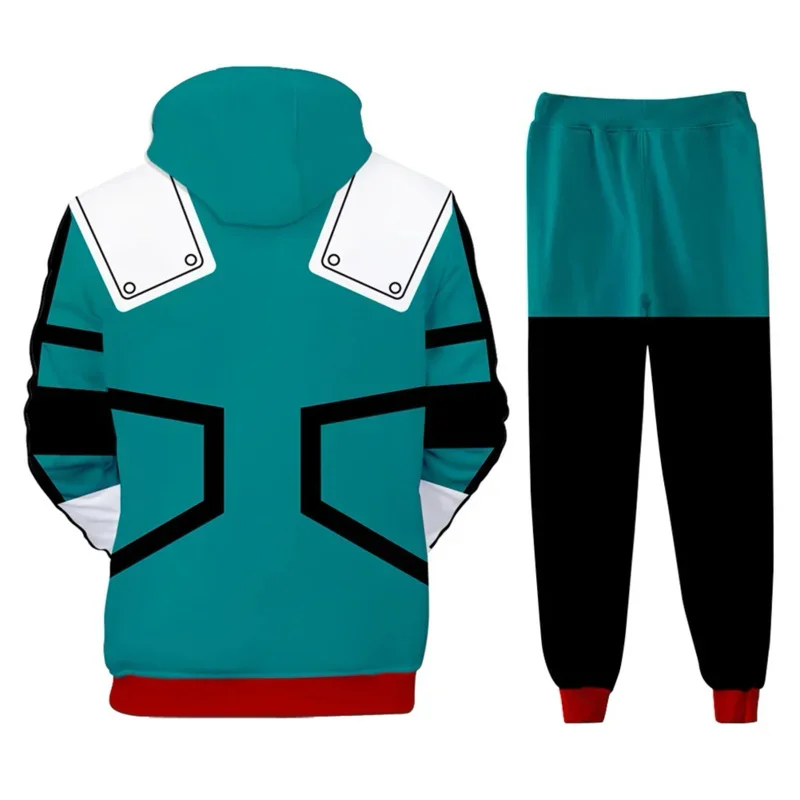 Midoriya Izuku Cosplay ragazzi Costume felpa con cappuccio pantaloni Anime My Hero Cosplay Academia Fantasia bambini vestiti di Halloween gioco di ruolo per bambini