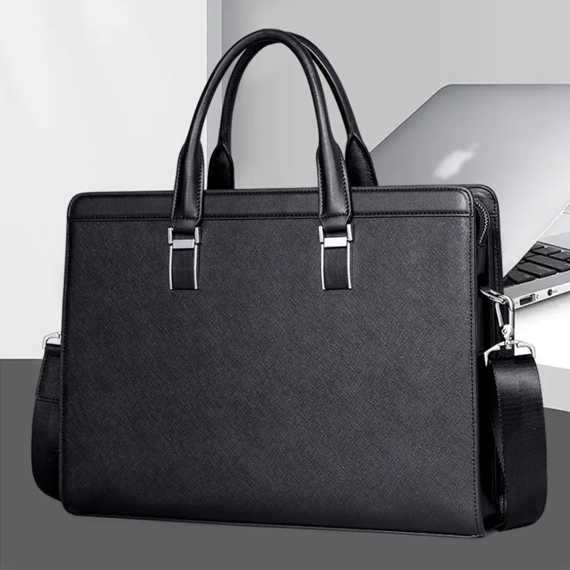 

Fashionable Genuine Leather Men's Bags Handbag Cowhide Computer Bags 14 Inch Business Large Capacity Men's Briefcase Cowhide Bag