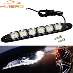 1pcs Car Daytime Running Light 12V Flexible Turn Signal Daylight Lens 6LED Waterproof DRL White HeadLamp Parking Bulb Fog Lamp