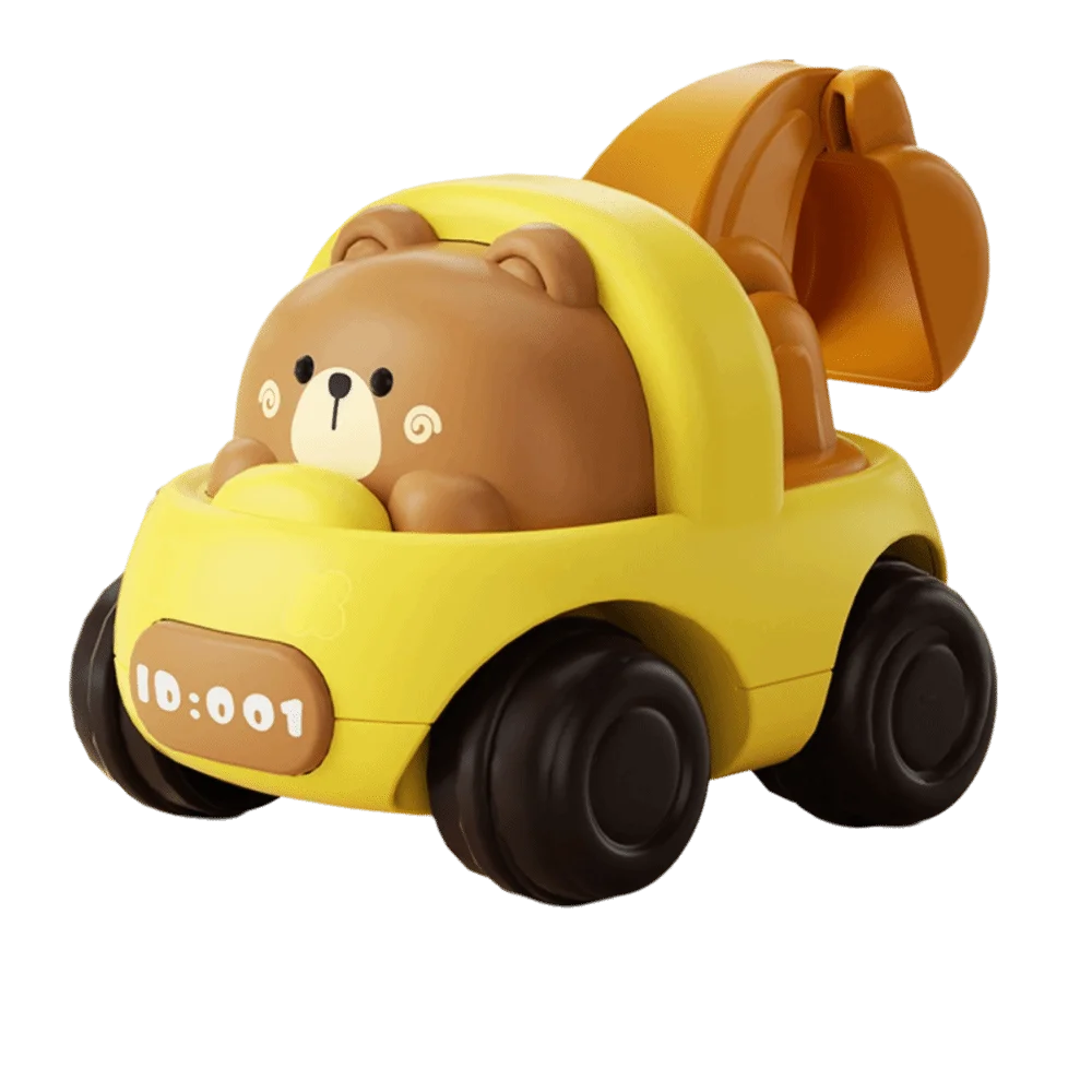 High Quality Inertial Drive Excavator Soft Rubber Rounded Design Animal Modeling Toy Car Interactive Sliding Push and Go