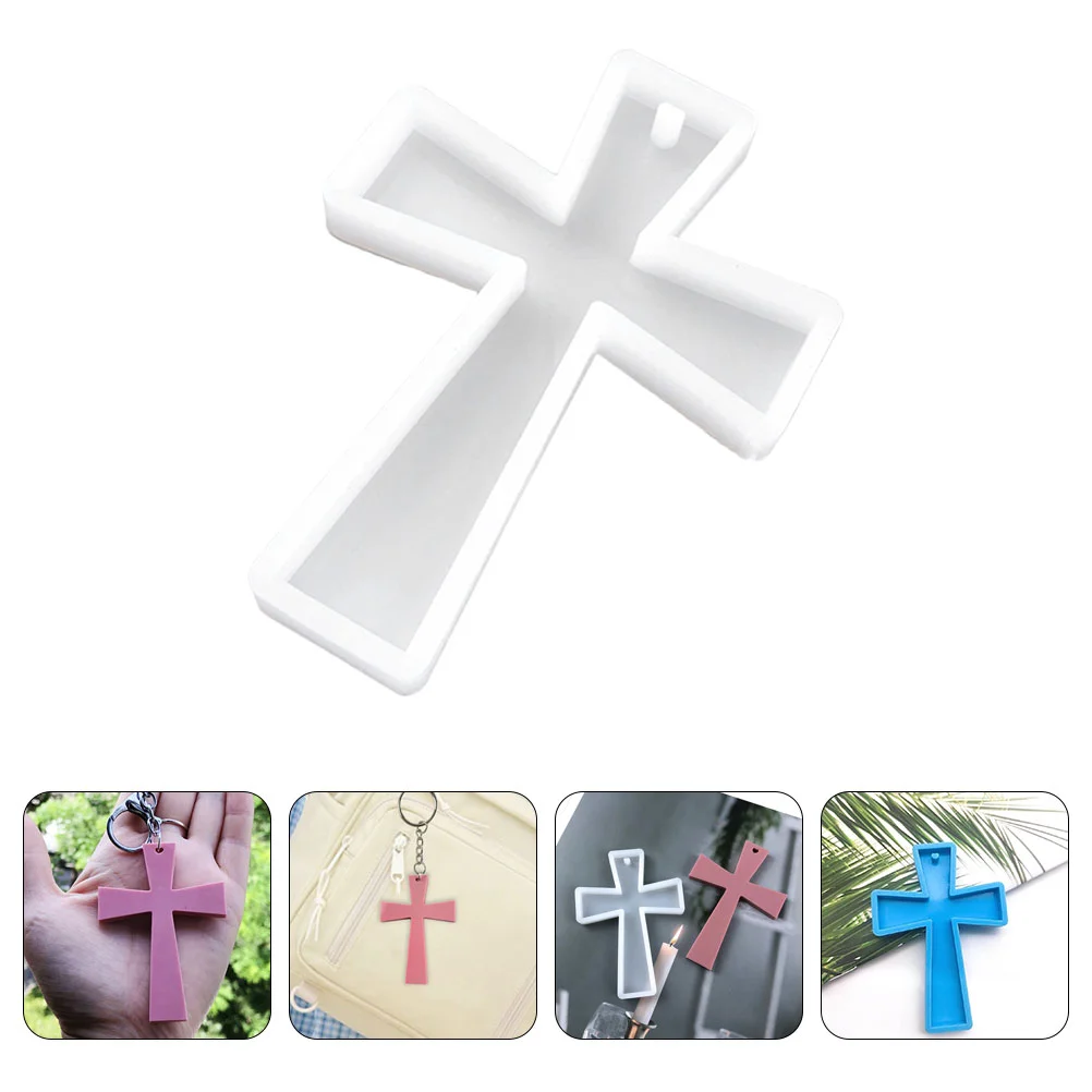 

2 Pcs Crystal Epoxy Mold DIY Tool The Cross Silicone Crafts Casting Silica Gel Keychain Decor