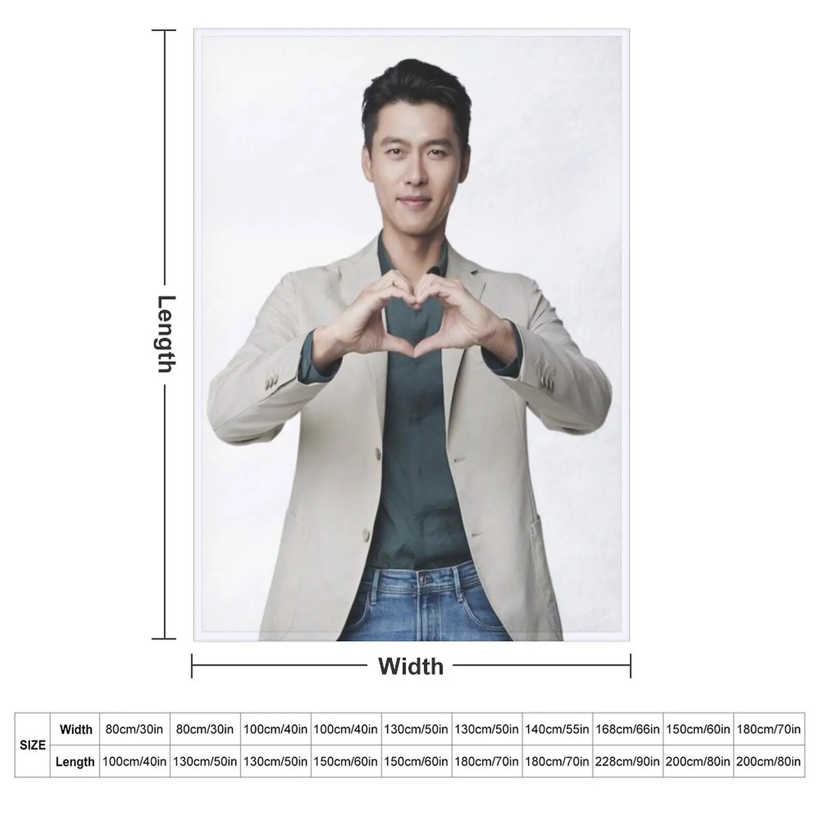 Hyun Bin Heart Gesture Throw Blanket couch cozy soft plush fuzzy picnic outdoor blanket