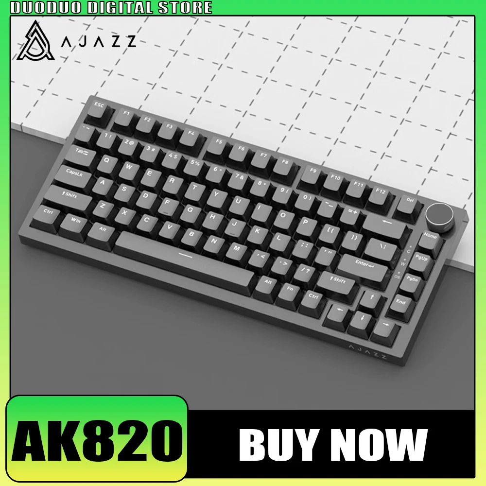 

Ajazz Ak820 Pro Mechanical Keyboard Smart Screen Multifunctional Knob Three Mode Customized Wireless Keyboard Hot Swap Pc Gamer