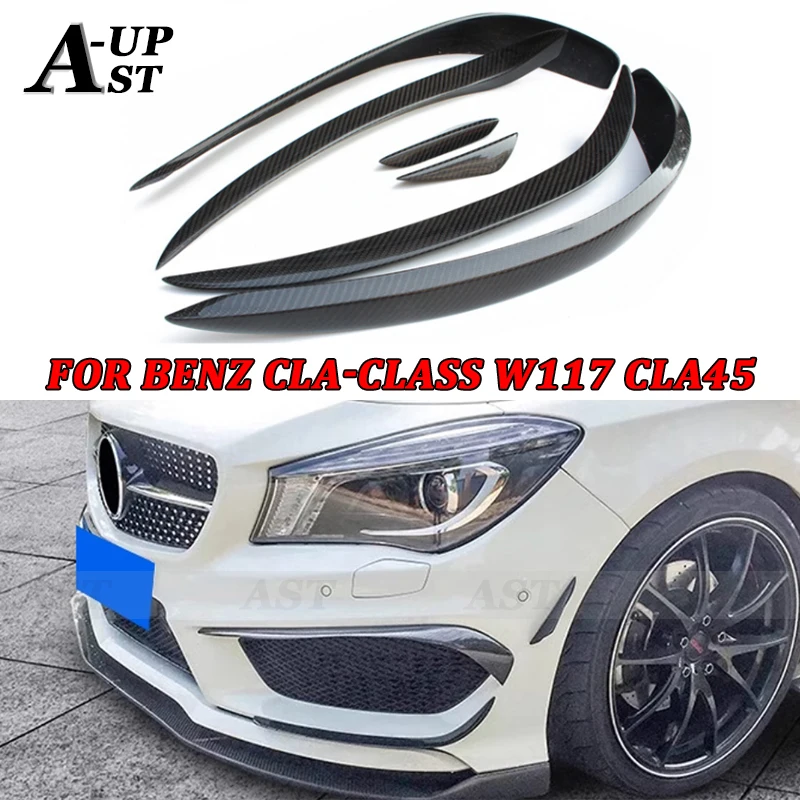 For Mercedes-Benz CLA-Class W117 CLA45 CLA200 Carbon Fiber Wind knife Front Bumper Air Knife Surround Trim Body Kits