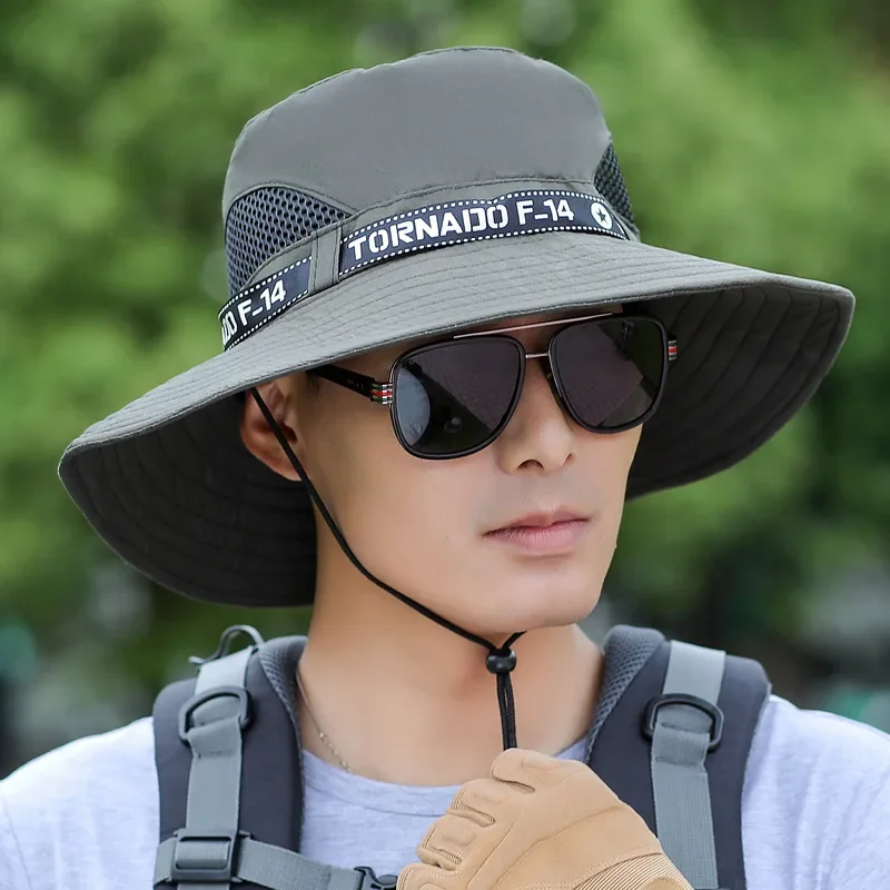 Summer Bucket Hat For Men Fisherman Cap Fishing Outdoor Sunshade Unisex Brim Sunscreen Riding Hiking Suncreen Sunhat camouflage