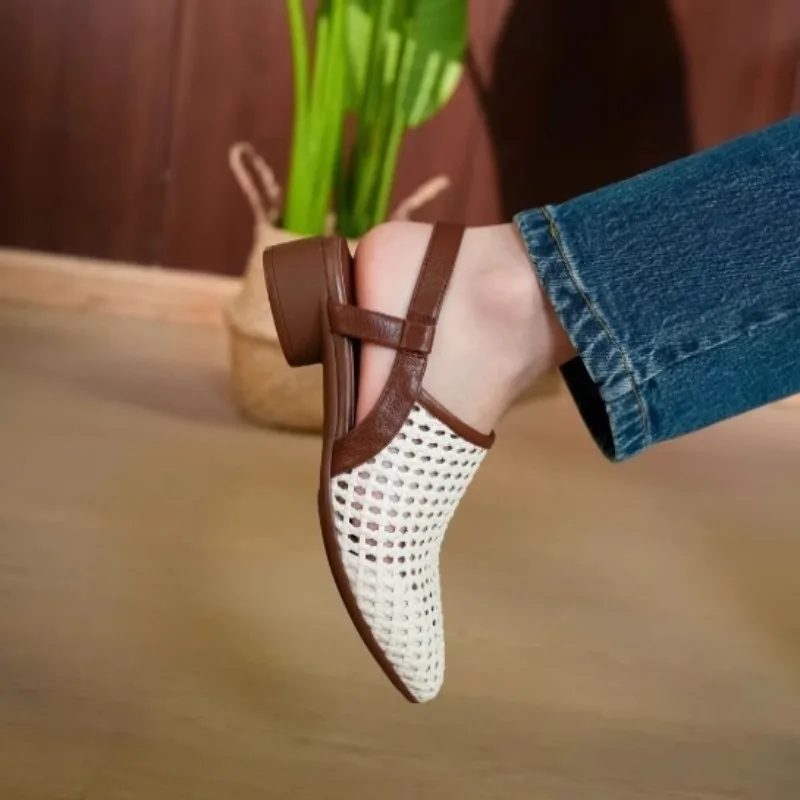 Sandali da donna Nuovo stile Sandali popolari Appartamenti a punta Mocassini moda con fondo Semplici scarpe da donna di lusso nere Zapatos Mujer