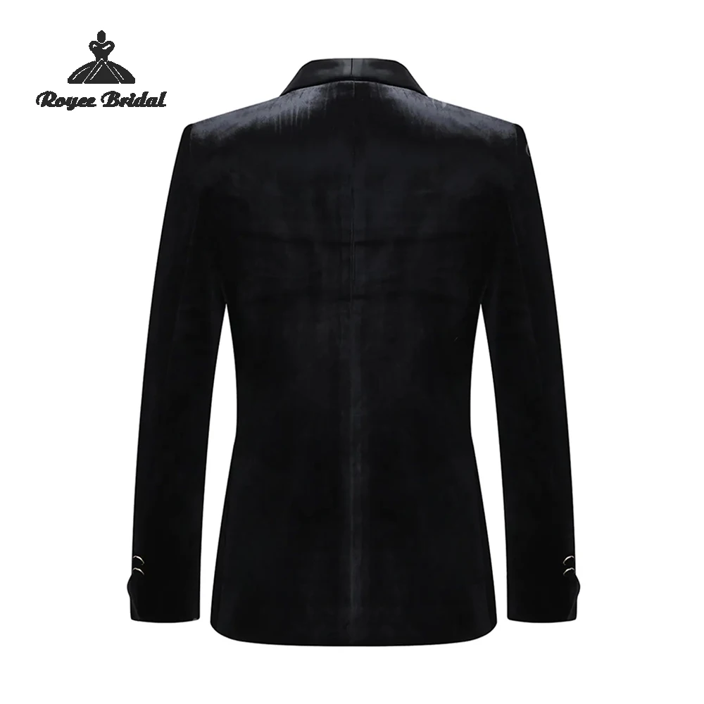 Black Velvet Two Piece Double Breasted Men's Suit Wedding 2026 Notched Lapel Evening Prom Suit Customized trajes para hombre