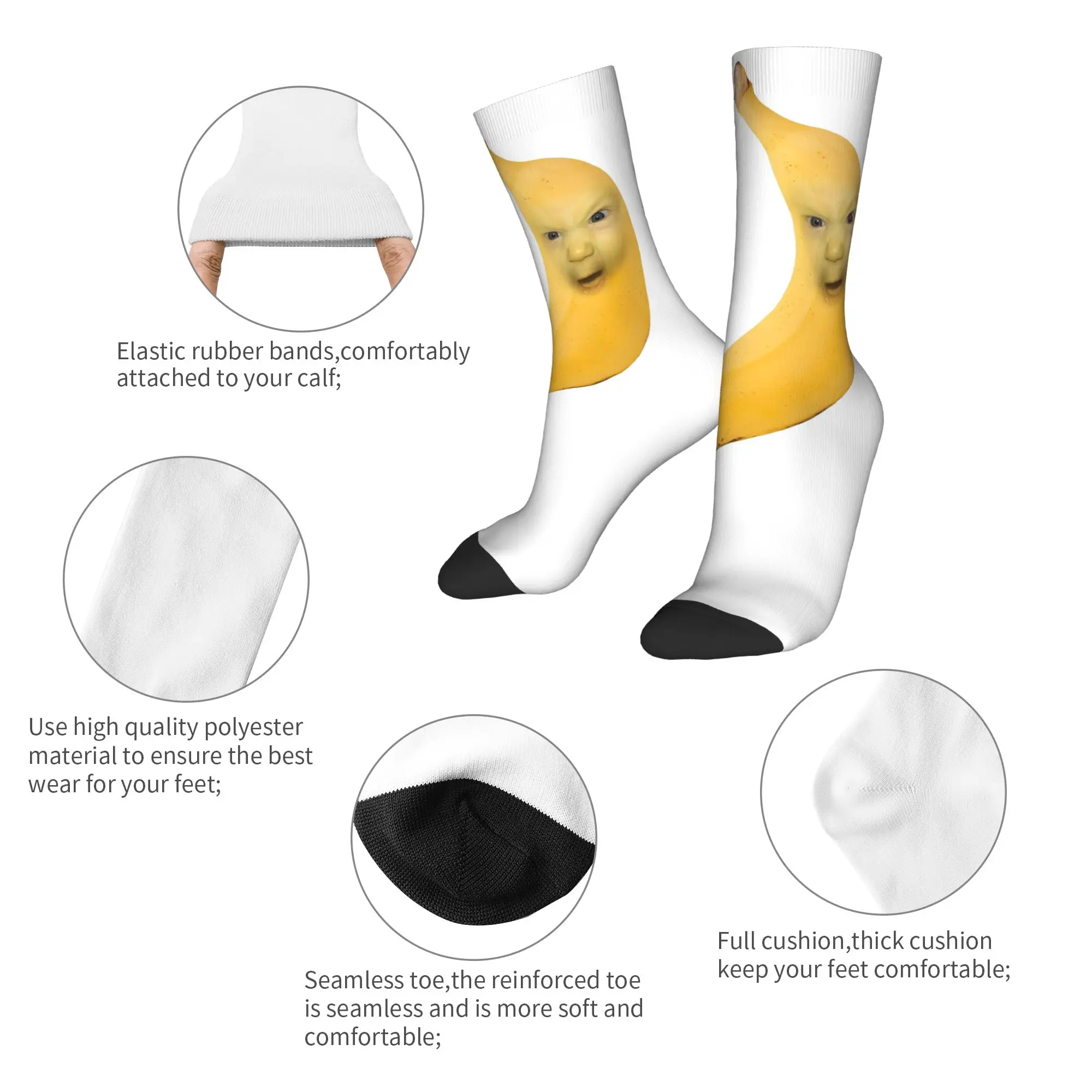 مضحك سخيف AI الموز الجنرال Z ميمي الدماغ الفكاهة الفاكهة عشاق الجوارب المضادة للانزلاق جوارب الرجال الجوارب المريحة الخريف الجوارب