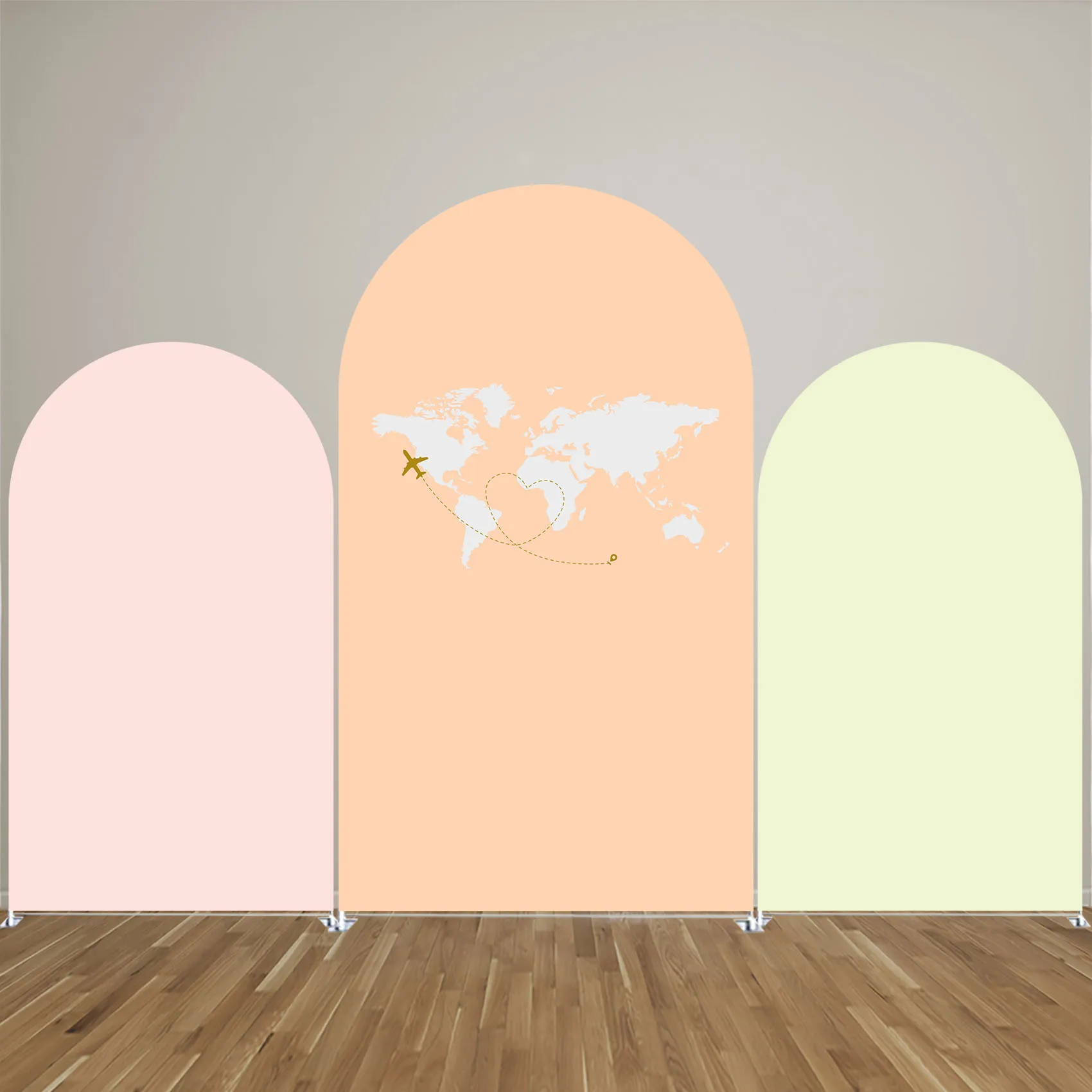 World Map Travel Themed Stretchy Arch Backdrop Cover Travel Around The World Airplane Girl Birthday Party Decorations(No Stand!)