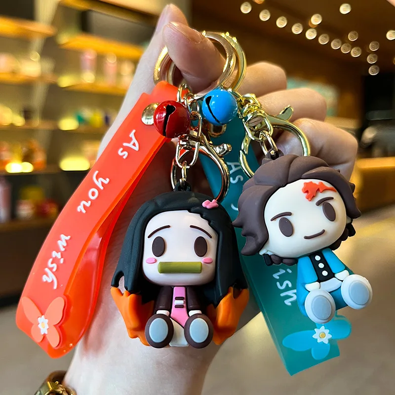 

Cartoon Creative Animation Demon Slayer Kimetsu No Yaiba Keychain Wholesale Schoolbag Car Key Cute Silicone Figurine Y2k Fashion
