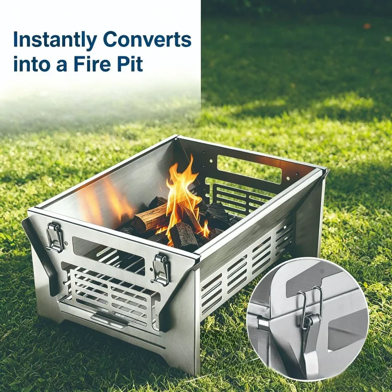 304 Stainless Steel Removable Flip Charcoal Grill Household Outdoor Grill for Perfect Barbecue Cooking