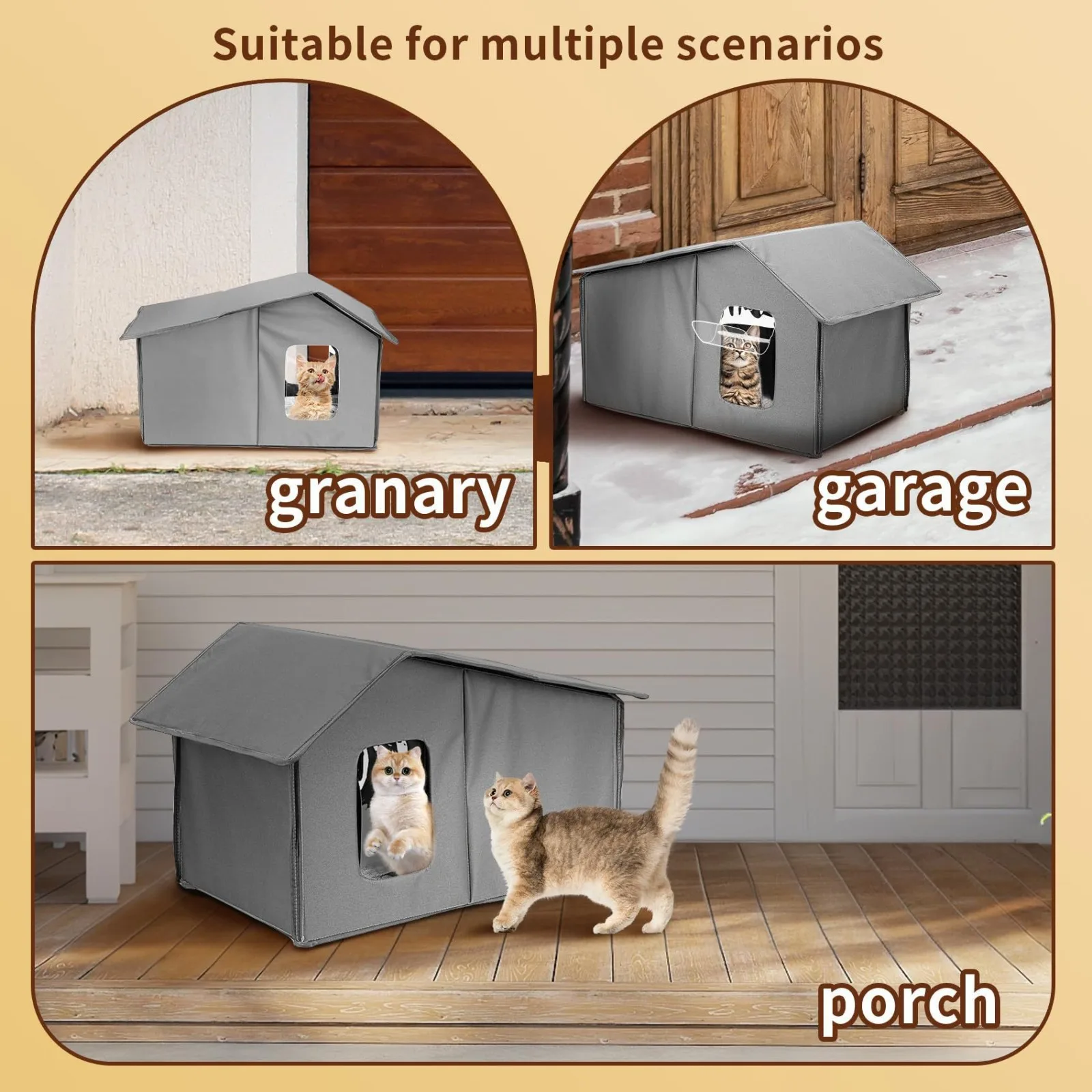 Multi temporada ao ar livre casa de gato telhado destacável impermeável abrigo quente dobrável cama para animais de estimação para gatos vadios cães pequenos cama universal