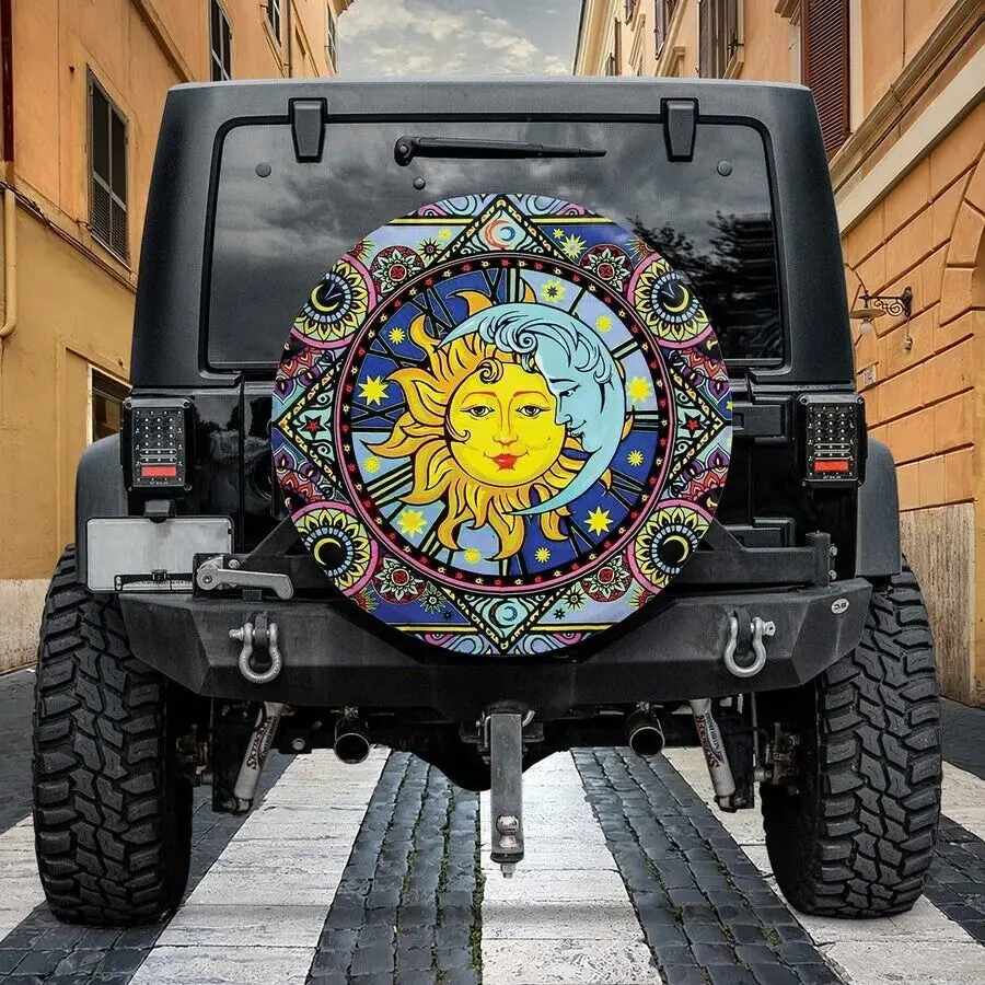 

Sunrise Sun & Moon Spare Tire Cover 32" Sunflower Clock Protector Accessories