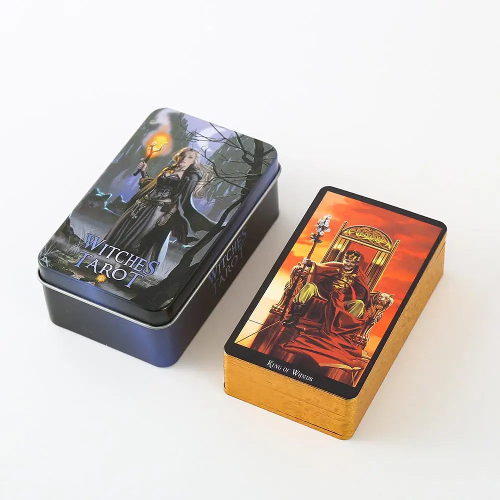 10*6 cm Witch Tarot in A Tin Box 78 Pcs Cards Gilded Edges with Guidebook for Beginners