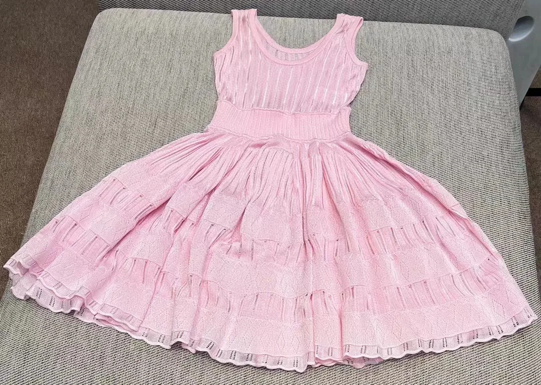 NONE Sommer lässig gestrickt ärmelloses sexy Mini kleid 3