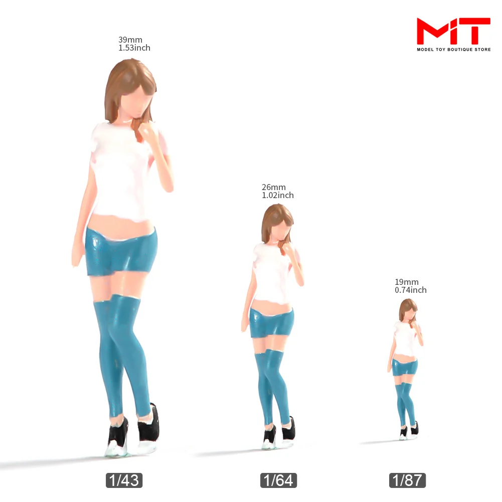 Miniatures Figurine 1/87 1/64 1/43 1/24 Fashion Beauty Girl Scene Props Painted/Unpainted Figures Model For Cars Vehicles Toy