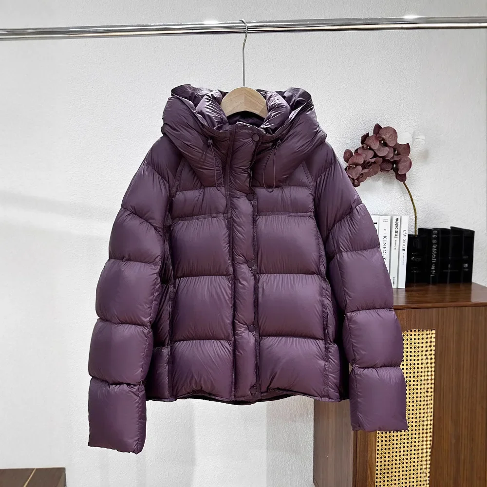 المرأة سميكة أوزة أسفل سترة منفوخة مقنعين الخبز نمط ملابس خارجية يشعر الدافئة سحابة رغوة تصميم قصير جديد 2025 نموذج #2