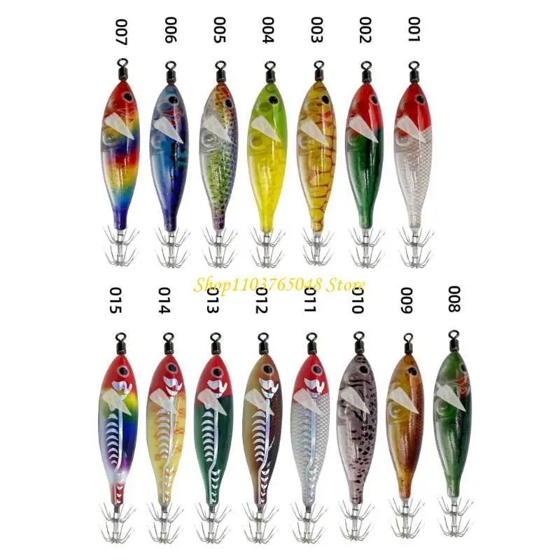 R53E Artificial Fishing Squid Jig Lures Set with Shrimp Designs for Effective Fishing