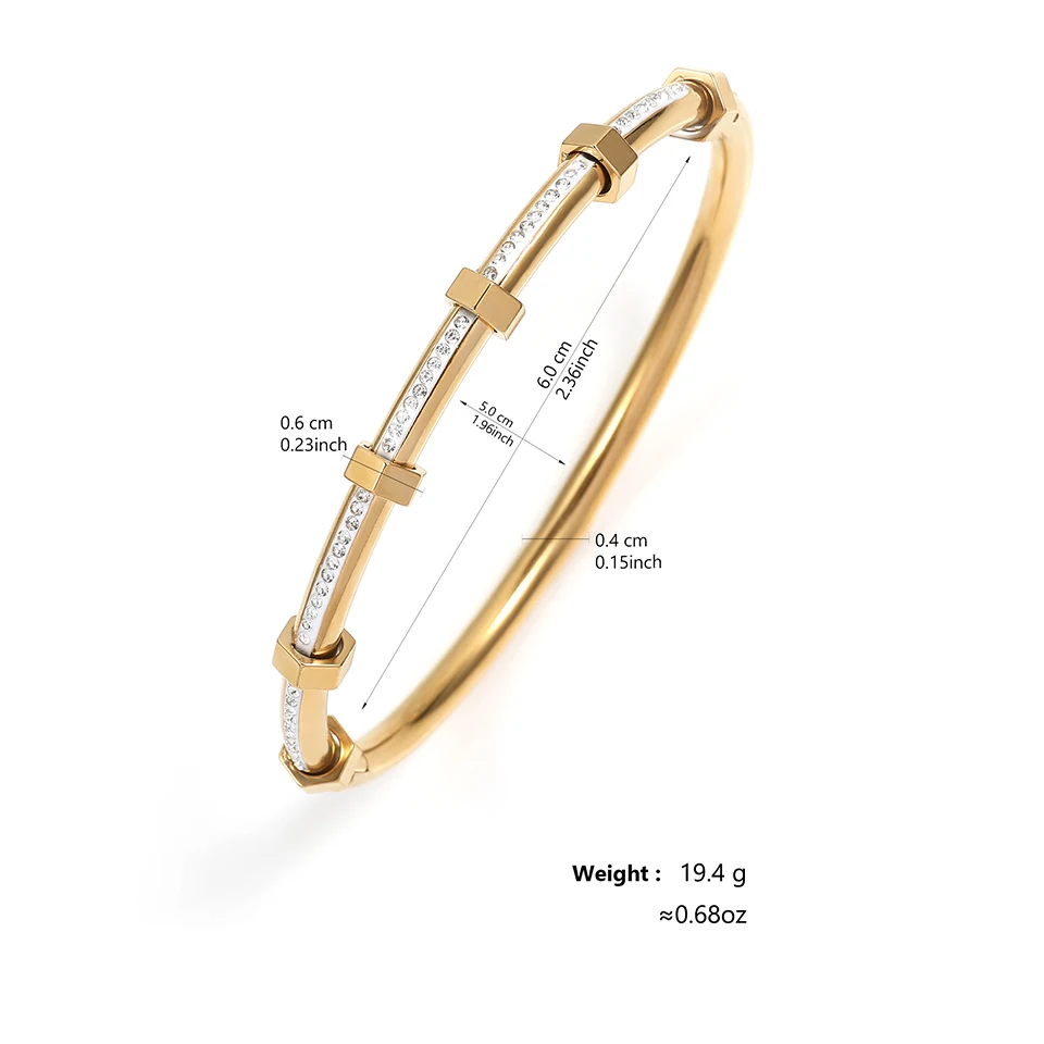 Yupsk Classic Waterproof Titanium Steel Bracelet Shiny Crystal Nail Bangle White Gold Color Trendy Jewelry Gift for Women image 6