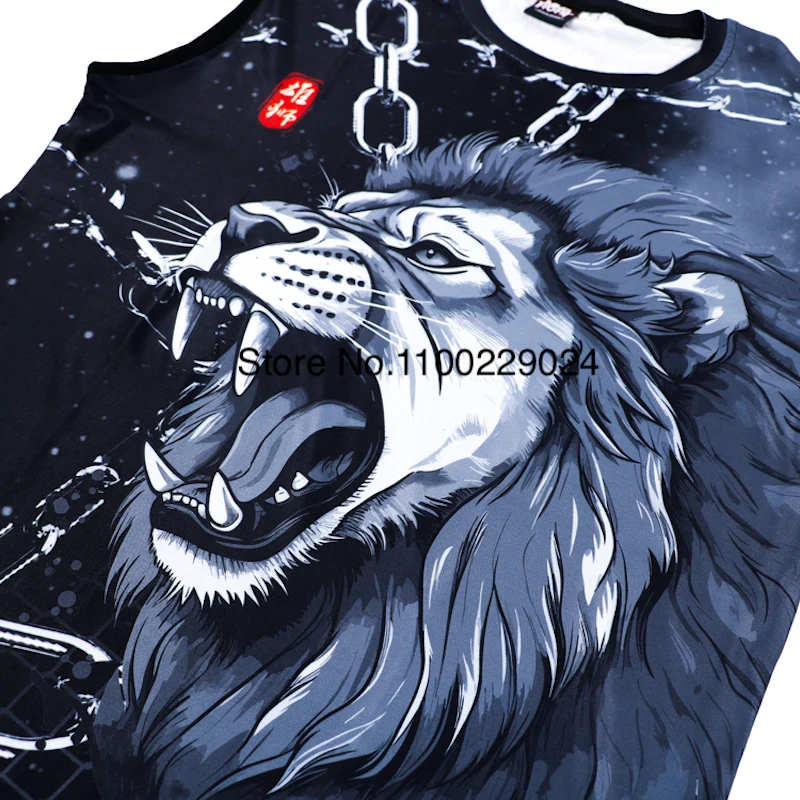 Muay Thai Shirt Sleeveless Vest Rashguard Jiu Jitsu Men‘s MMA Boxing T-Shirt Lion Tiger BJJ Kickboxing Fight Jerseys Tank Tops