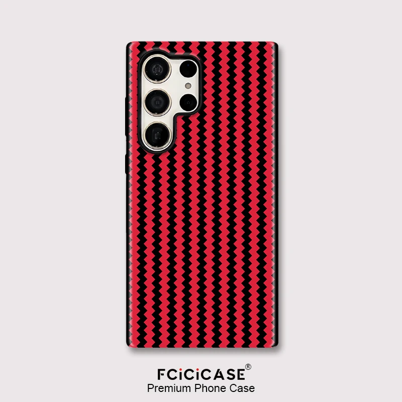 Fcicicase Wave Line Pattern Phone Case For Samsung Galaxy S25 A16 S23+ A26 A36 S26 Ultra S24 Plus A56 Dual Layer Anti Fall Cover