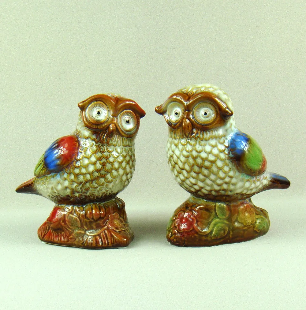 Porcelain Owl Lovers Statues Ornamental Ceramics Nighthawk Couple Figurines Decoration Present Handicraft Accessories Furnishing