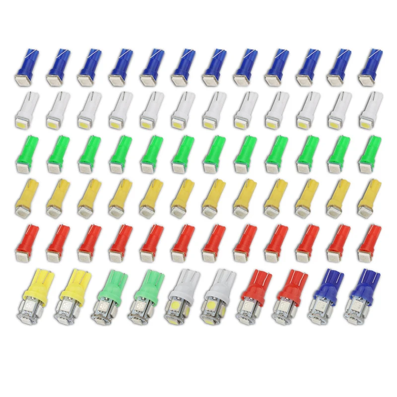 70PCS T5 T10 5050-SMD LED Speedometer Instrument Gauge Cluster Dash Light Bulbs