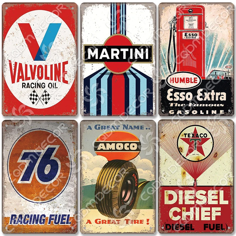 Racing Motor Oil Tires Poster Metal Tin Sign Racing Team Vintage Metal Plaque Wall Art Decor for Garage Club Gas Station Home