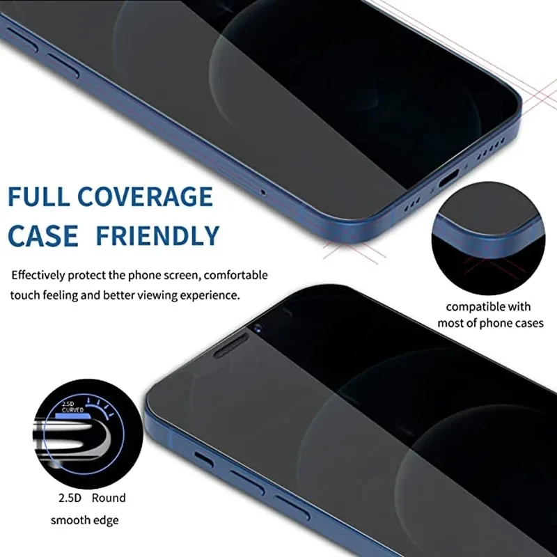 1-5 Piezas Protector de Pantalla de Privacidad para iPhone 14 13 11 12 Pro Max Mini 7 8 Plus Vidrio Protector Anti-Espía para iPhone 15 X XR XS MAX 4