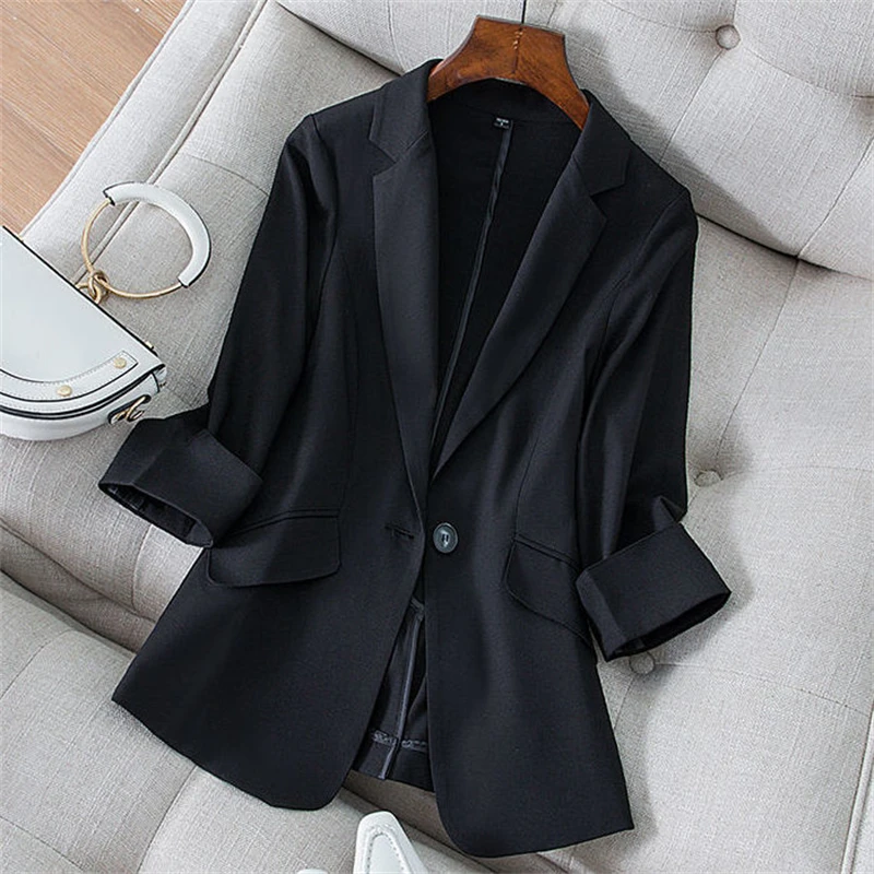 2024 Spring Summer New Temperament Versatile Large Size Women\'s Small Blazer Coat Loose Elegant FemaleThin Blazer Jacket 5XL