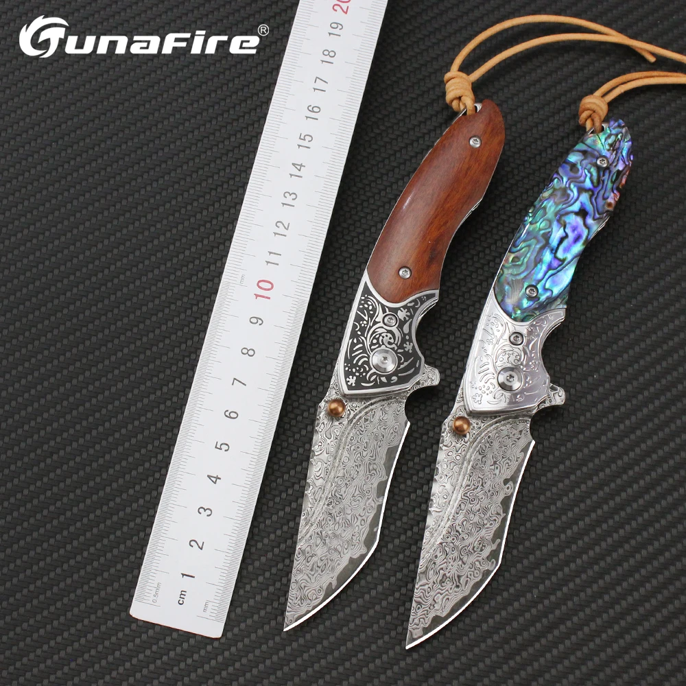 

Tunafire 76 layers VG10 Damascus Steel Folding Knife Outdoor Climbing Camping Portable Pocketknives Utility Hand Tools knifes