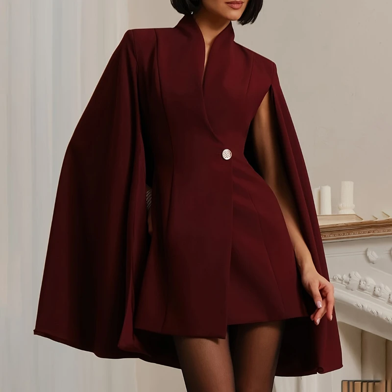 2025 Elegant and Slim Fit Hot Selling New Irregular Cut Waist Cinching Suit Cloak for Women