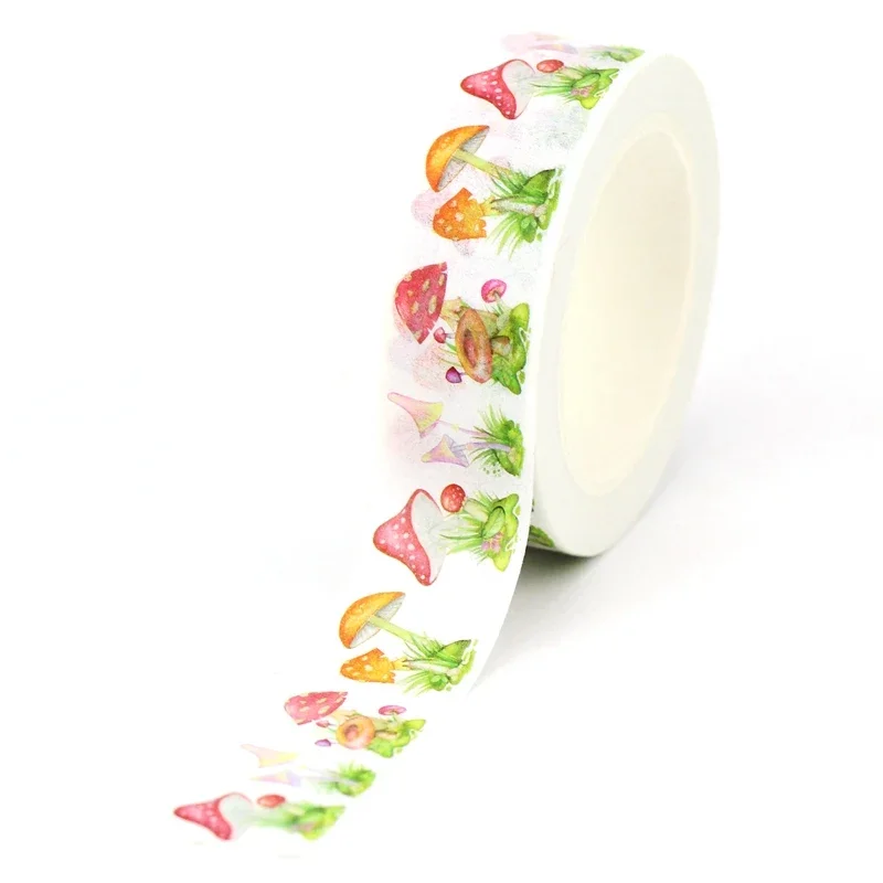 NEW 1PC. 10M Decorative Cute Mushroom Collection Masking Paper Washi Tape Set for Scrapbooking Stickers Journaling Papeleria