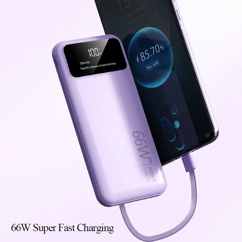 Power Bank 30000 мАч, 66 Вт, быстрая зарядка, цифровой дисплей, внешнее зарядное устройство для iPhone 15 16 Huawei Xiaomi Samsung