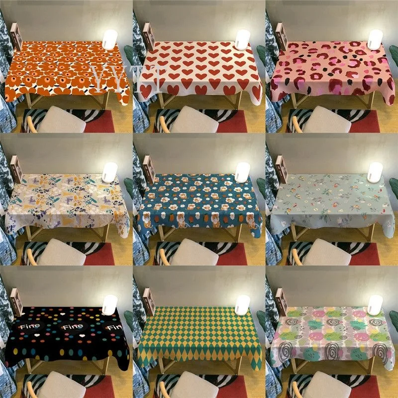 Colorful Heart Pattern Tablecloth Student Desk Dining Room Kitchen Rectangle Tablecloth Modern Home Table Living Room Decoration