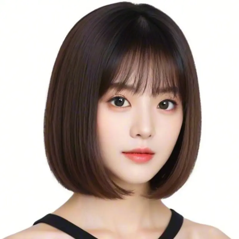 12 Inch dark brown Bobo Wig - High-Quality Synthetic Hair for Women - Versatile Style Perfect for Any Occasion