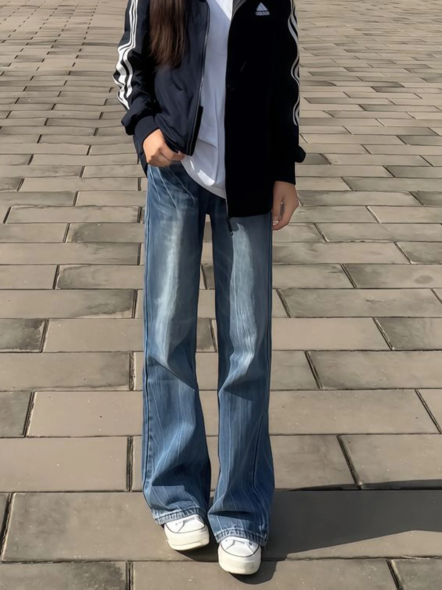 

Blue Bamboo Node Straight Leg Jeans Men's Extended Length Slim Fit High Waist mid Rise Casual Youthful Sle Commute Ready