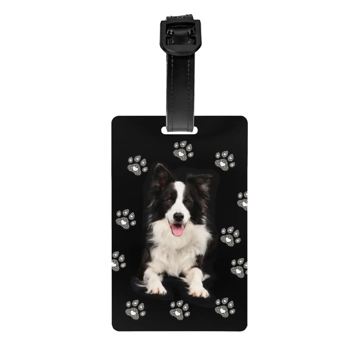 Border Collie Paws Étiquettes à bagages personnalisées, étiquettes d'identification, couverture de confidentialité, chien, chiot, amoureux