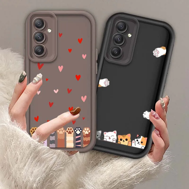 Art Cat Popular Love Heart For Samsung A73 A72 A56 A55 A54 A53 A35 A32 A25 A24 A23 A21s A14 A05 5G Eye Ladder Phone Case