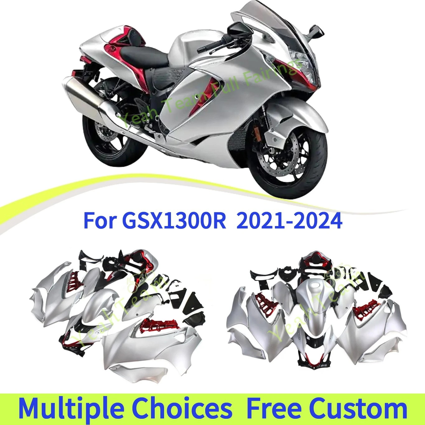 

Комплект обтекателей для мотоцикла SUZUKI Hayabusa GSX-R1300 2021-2025 Gen 3 GSX1300R GSX 1300R, серебристо-белый, запасные части для кузова